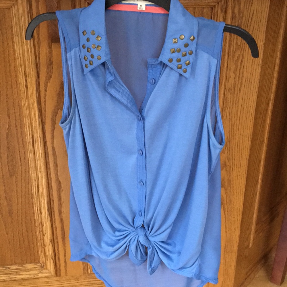 Blue Button Up Tank
